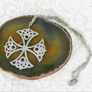 Reed & Barton Pewter Celtic Cross Pendant Necklace